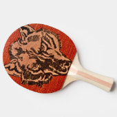 Wolf Head auf Red Ping Pong Paddle Tischtennis Schläger (Seitenansicht)