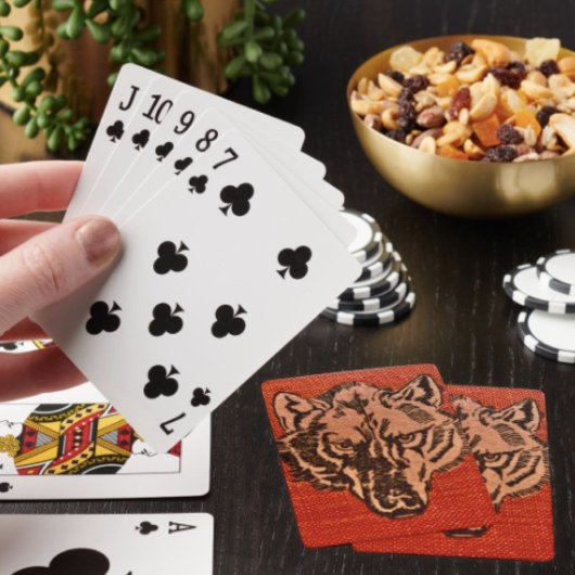 Wolf Head auf Red Playing Cards Spielkarten