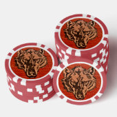 Wolf Head auf Red Poker Chips (Stapel)