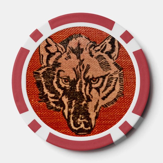 Wolf Head auf Red Poker Chips (Rückseite)