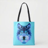 Wolf Head Blue Low Poly Art Tasche (Vorderseite)