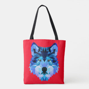 Wolf Head Blue Low Poly Art Tasche