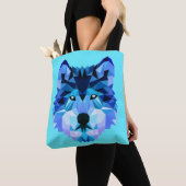 Wolf Head Blue Low Poly Art Tasche (Von Nahem)