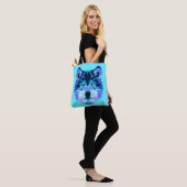 Wolf Head Blue Low Poly Art Tasche (Am Model)