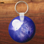 Wolf Head, Blue Night & Moon Schlüsselkette Schlüsselanhänger (Vorderseite)