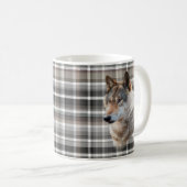 Wolf Head Cabin Mountain Grau Kariert rustikal Kaffeetasse (VorderseiteRechts)