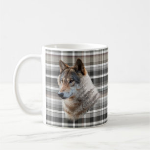 Wolf Head Cabin Mountain Grau Kariert rustikal Kaffeetasse