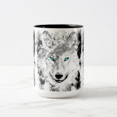 Wolf Head Coffee Cup | Grauer Wolf Zeichnend Tasse (Mittel)