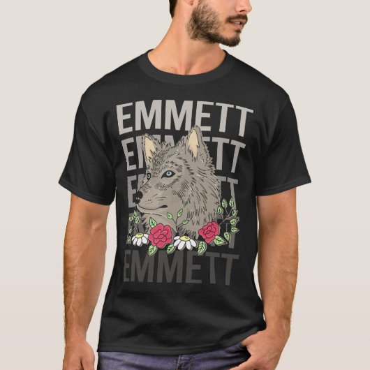 Wolf Head - Emmett Name T-Shirt (Vorderseite)
