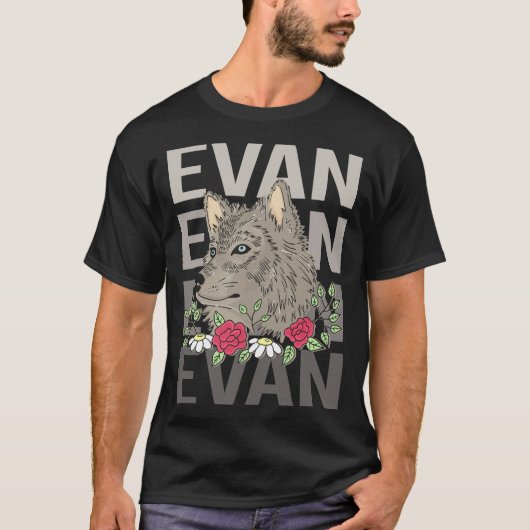 Wolf Head - Evan Name T-Shirt (Vorderseite)