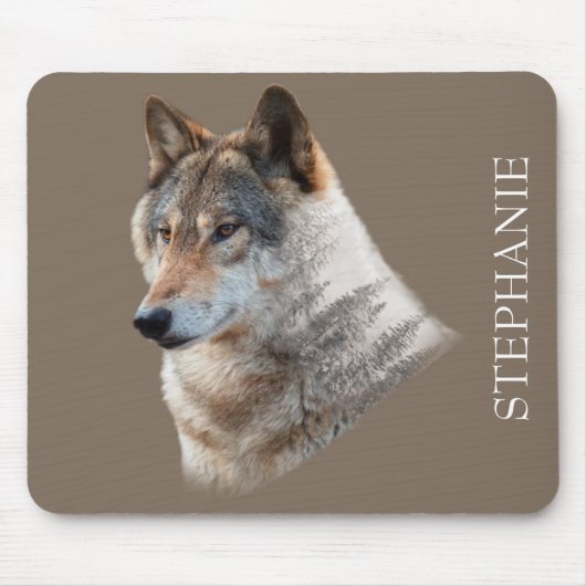 Wolf Head Forest Double Exposure Mousepad (Vorne)