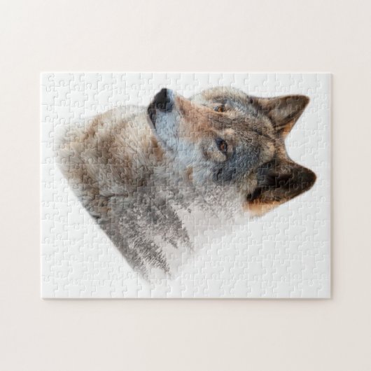 Wolf Head Forest Double Exposure Puzzle (Horizontal)