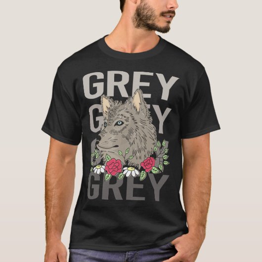Wolf Head - Grauer Name T-Shirt (Vorderseite)