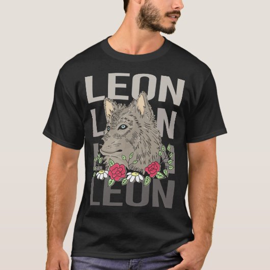 Wolf Head - Leon Name T-Shirt (Vorderseite)