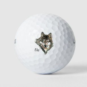 Wolf Head Logo Monogram Art Golfball