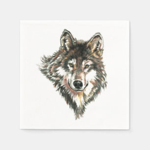 Wolf Head Logo Watercolor art Serviette
