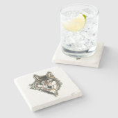 Wolf Head Logo Watercolor art Steinuntersetzer (Seitenansicht)