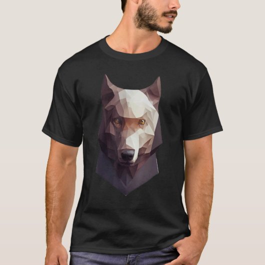Wolf Head Low Poly Polygon Wolves Geometric T-Shirt (Vorderseite)