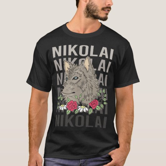 Wolf Head - Nikolai Name T-Shirt (Vorderseite)