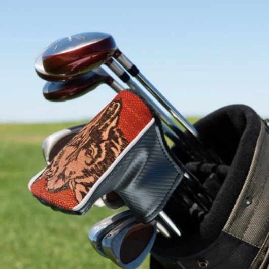 Wolf Head on Red Golf Headcover