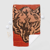 Wolf Head on Red Golfhandtuch (Insitu)