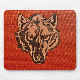 Wolf Head on Red Mousepad