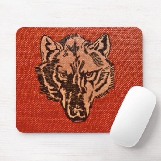 Wolf Head on Red Mousepad