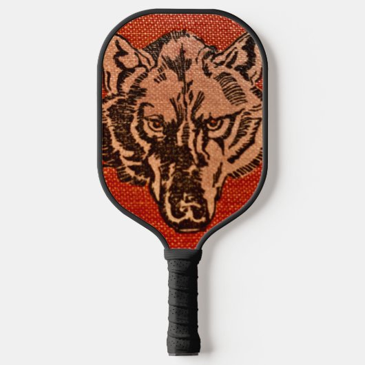 Wolf Head on Red Pickleball Schläger (Vorderseite)