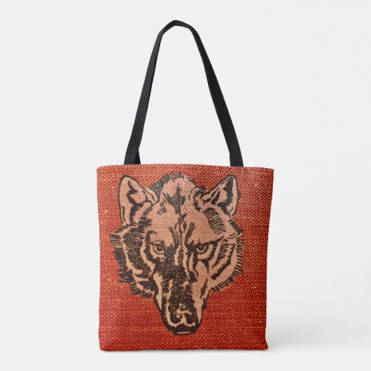 Wolf Head on Red Tasche (Rückseite)