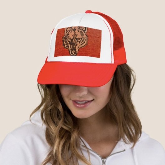 Wolf Head on Red Truckerkappe