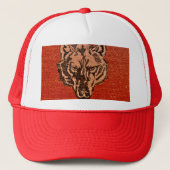 Wolf Head on Red Truckerkappe (Vorderseite)