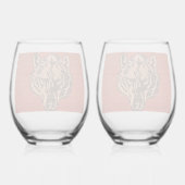 Wolf Head on Red Weinglas Ohne Stiel (Rückseite)