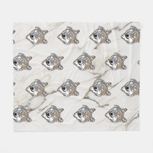 Wolf Head Pattern Fleecedecke (Vorderseite (Horizontal))