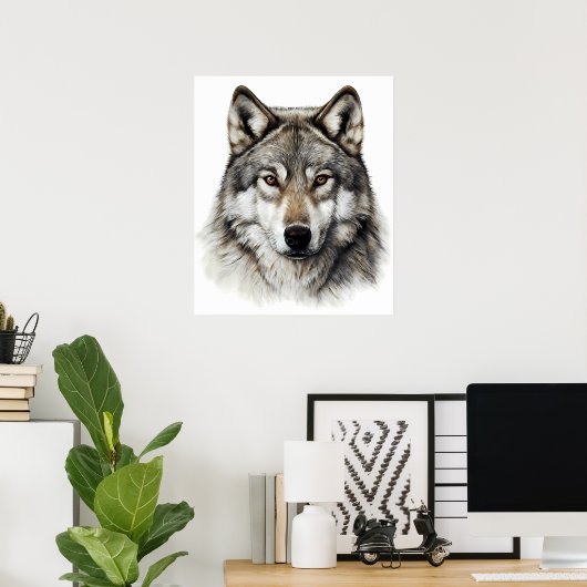 Wolf Head Portrait Poster (Heimbüro)