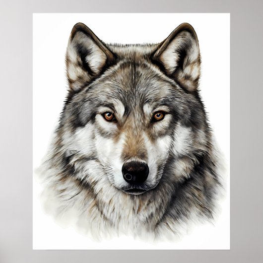Wolf Head Portrait Poster (Vorne)