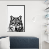 Wolf Head Portrait Schwarz-weiß Poster