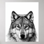Wolf Head Portrait Schwarz-weiß Poster (Vorne)