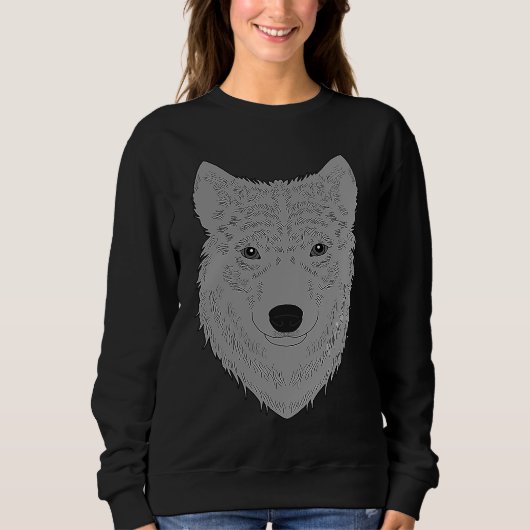 Wolf head predator face imprint with wild animal   sweatshirt (Vorderseite)