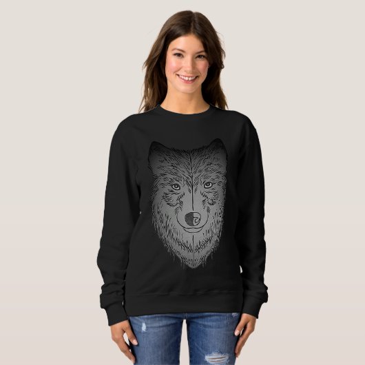 Wolf head predator face imprint with wild animal sweatshirt (Vorne ganz)