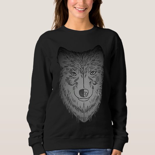 Wolf head predator face imprint with wild animal sweatshirt (Vorderseite)