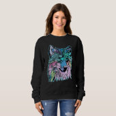 Wolf head predator face imprint with wild animal sweatshirt (Vorne ganz)