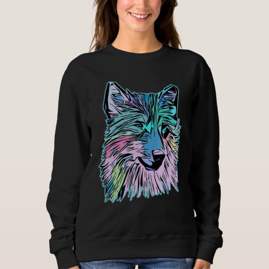 Wolf head predator face imprint with wild animal sweatshirt (Vorderseite)