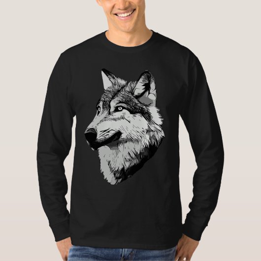 Wolf head predator face imprint with wild animal   T-Shirt (Vorderseite)