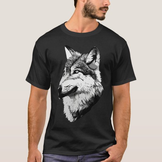 Wolf head predator face imprint with wild animal   T-Shirt (Vorderseite)