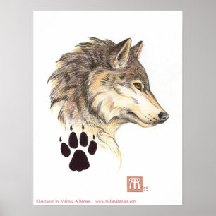 Wolf Head Profil drucken Poster