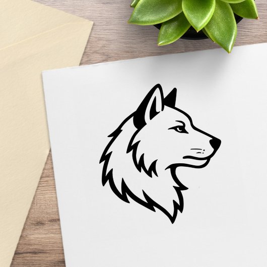 Wolf Head Profile Gummistempel