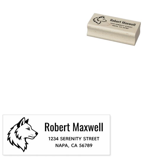 Wolf Head Profile Return Address Gummistempel (Stempel)