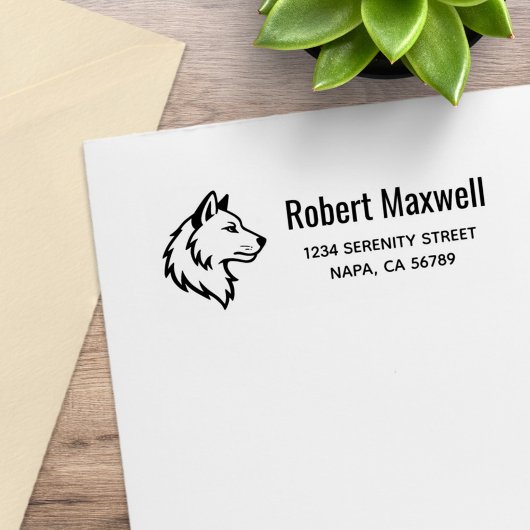 Wolf Head Profile Return Address Gummistempel