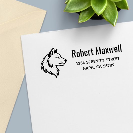 Wolf Head Profile Return Address Permastempel