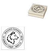 Wolf Head Profile Round Address Gummistempel (Stempel)